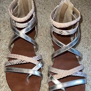 Snakeskin Gladiator Sandals, 8.5